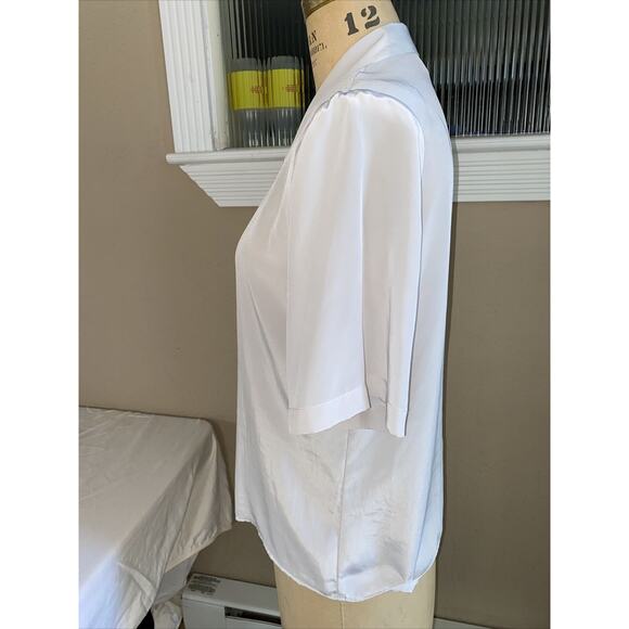 80s Vtg Anna Kriste Secretary Blouse Shirt Sz 12 Light Gray Button Up Shirt - Picture 4 of 7
